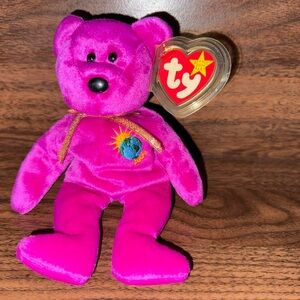 Ty Millennium the Fuchsia Bear beanie baby - 1999